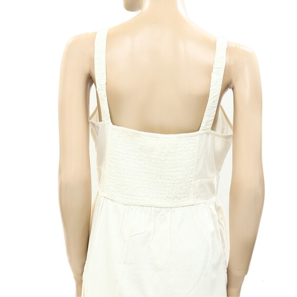 Urban Outfitters Azelia Button-Down Tunic Mini Dress Smocked Sleeveless S 255500 - Picture 7 of 8